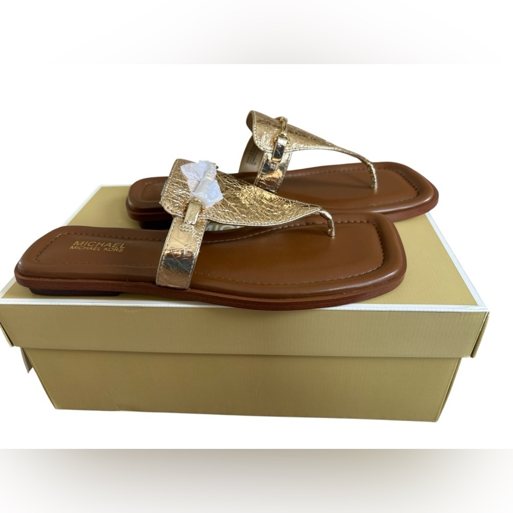 Michael Kors Gold and Brown Sandals - Picture 4 of 8